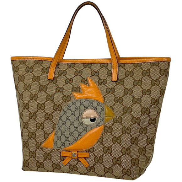 Gucci Papagallo Zoo Tote Bag GG Canvas Brown Orange - Picture 1 of 8